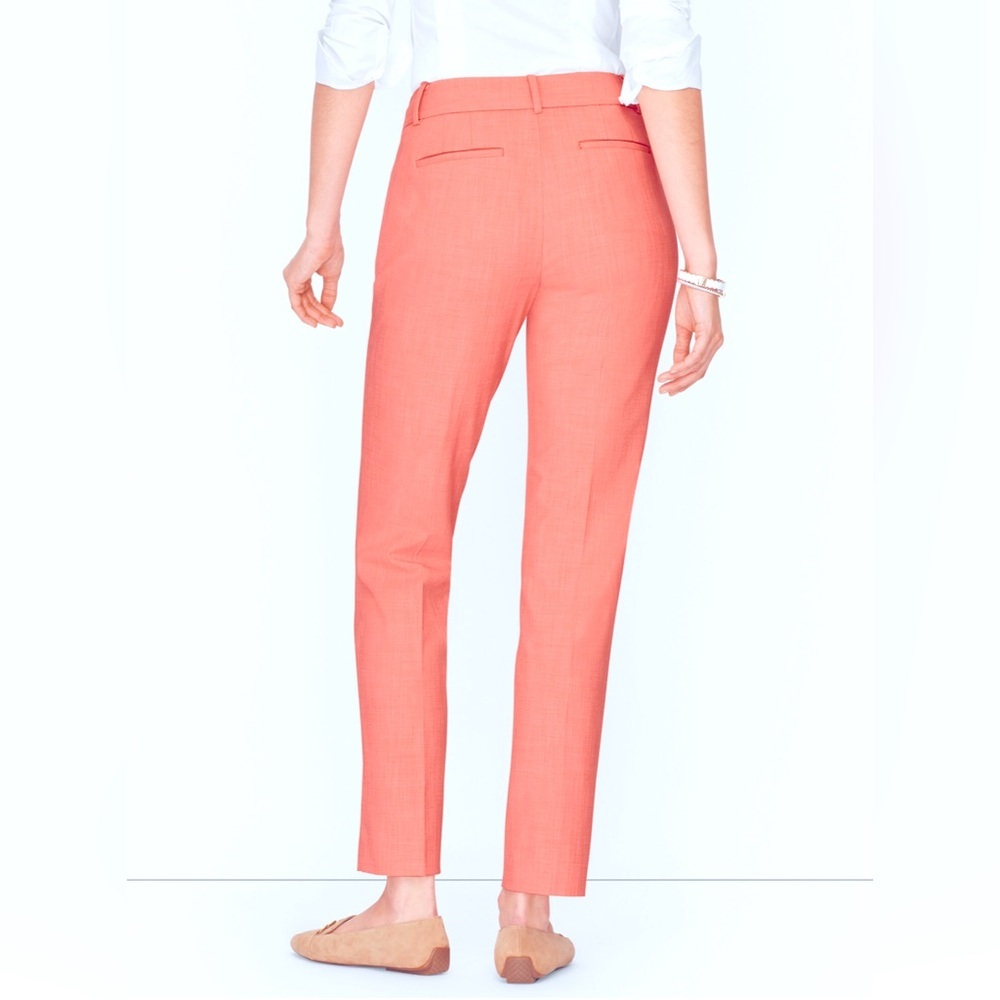 Talbots Hampshire Textured Ankle Pants Straight-Leg Elegant Coral Women's 2 NWT - Picture 2 of 12